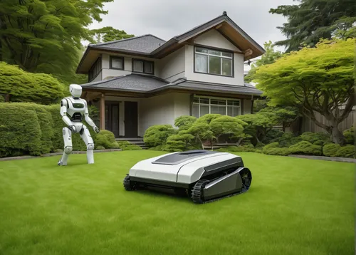 Create a humorous dialogue between a homeowner and their malfunctioning robotic lawnmower.,lawn mower robot,smart home,smart house,internet of things,smarthome,home automation,lawn aerator,autonomous 