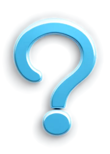 white background, question mark symbol, 3D icon, metallic material, shiny surface, rounded edges, blue and white color scheme, simple composition, centered alignment, soft lighting, PNG format.,freque