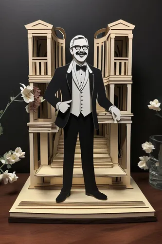 Develop a comedy skit where a stand-up comedian tries to make a court case funny to win the audience's sympathy.,carton man,paper art,place card holder,groucho marx,decorative nutcracker,3d figure,bus