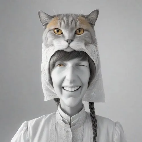 Composition and smile like Leonardo’s Mona Lisa.,kitten hat,cat head,cat sparrow,cat image,animal feline,costume hat,cat lovers,the cat and the,cat kawaii,feline,ritriver and the cat,funny cat,gray ki