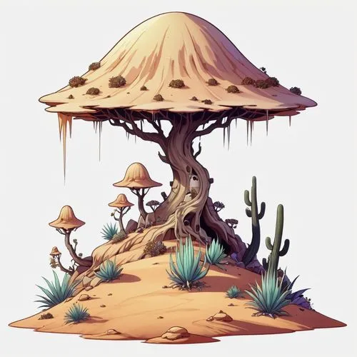 mushroom landscape,mushroom island,tree mushroom,toadstool,mushroom type,mushroom,Illustration,Abstract Fantasy,Abstract Fantasy 11