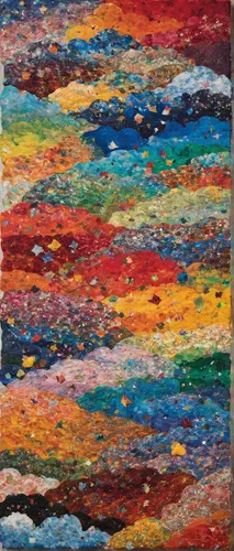 stratocumulus,rainbow clouds,felted and stitched,abstract painting,abstract multicolor,felted,oil pastels,oil chalk,quilt,tapestry,kimono fabric,color fields,paint pallet,palette,rainbow waves,oilpaper,rainbow pattern,oil on canvas,lsd,rug,Photography,Documentary Photography,Documentary Photography 35