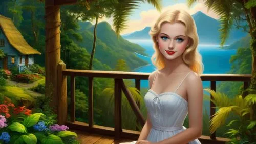 mamie van doren,tropico,background ivy,art deco background,the blonde in the river,amazonica,cartoon video game background,gardenia,world digital painting,mermaid background,tretchikoff,tinkerbell,satine,retro pin up girl,maureen o'hara - female,landscape background,pin-up girl,marylyn monroe - female,marilyn monroe,portrait background