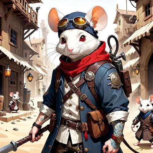 adventurer,rataplan,year of the rat,musketeer,goki,game illustration,rat na,robin hood,color rat,white rabbit,bard,jerboa,grenadier,rat,game art,samurai,mice,mouse,long-eared,sheriff,Anime,Anime,Traditional