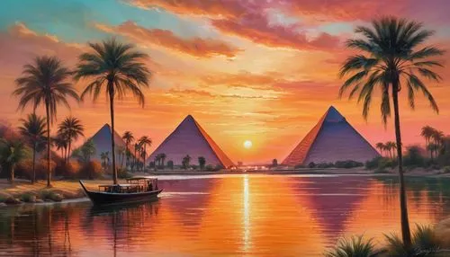 pyramids,nile river,nile,giza,egypt,luxor,aswan,felucca,ancient egypt,egyptienne,cairo,egytian,polyneices,pyramidal,egyptian,river nile,sailboats,khufu,world digital painting,sailing boats,Photography,Artistic Photography,Artistic Photography 04