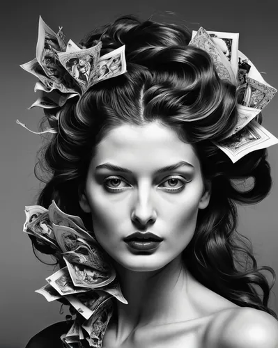 fashion illustration,digital painting,fashion vector,fantasy portrait,world digital painting,victorian lady,painted lady,headdress,venetian mask,medusa,queen anne,crowned,paper art,paper flowers,fantasy art,geisha girl,laurel wreath,rose flower illustration,digital art,portrait background,Photography,Artistic Photography,Artistic Photography 06