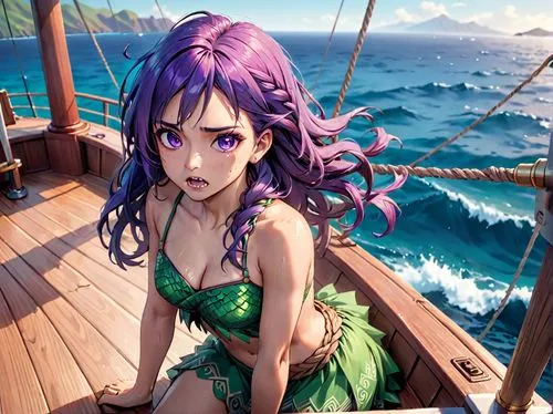 at sea,medusa,miriya,tohira,sea fantasy,medusa gorgon,mermaid background,anemone of the seas,thalassa,the sea maid,rusalka,open sea,nereids,on a yacht,scarlet sail,parvati,nozomi,seafaring,girl on the boat,sailing blue purple,Anime,Anime,General