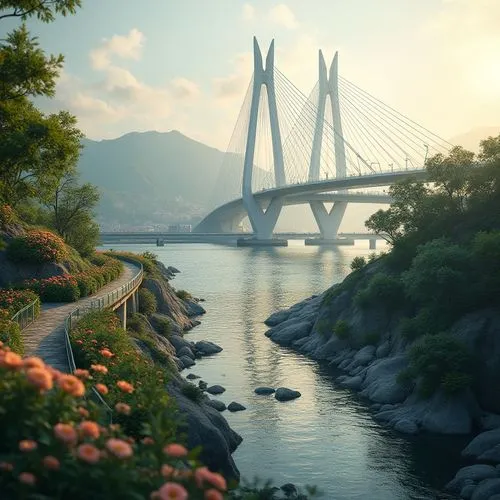 scenic bridge,dragon bridge,bridge,cable-stayed bridge,mokpo,south korea,bridges,the akashi-kaikyo bridge,wooden bridge,suspension bridge,akashi-kaikyo bridge,jablanica,danube bridge,hanging bridge,novigrad,golden bridge,jiangzhou,vladivostok,river landscape,zhoushan,Photography,General,Realistic