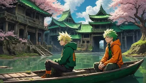 anime,bakugou,deku,my hero academia,boat,Conceptual Art,Fantasy,Fantasy 13