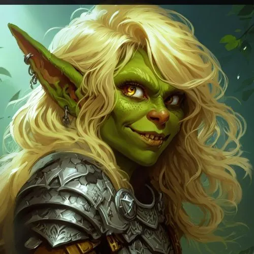 mischief goblin hybrid paladin with long blonde hair
,A female goblin paladin D&D ,fel,shadrake,wra,goblin,paladin,Conceptual Art,Fantasy,Fantasy 06