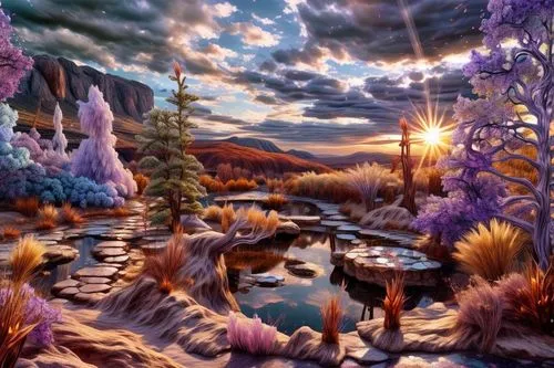 purple landscape,fantasy landscape,fantasy picture,salt meadow landscape,landscape background,nature landscape