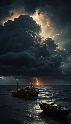 fishing boat,fishing trawler,photo manipulation,boat landscape,boat on sea,sea storm,shipwreck,dramatic sky,fishing vessel,seafaring,fishing boats,photomanipulation,adrift,photoshop manipulation,the storm of the invasion,seafarer,dark clouds,pirate ship,fantasy picture,at sea,Art,Classical Oil Painting,Classical Oil Painting 17