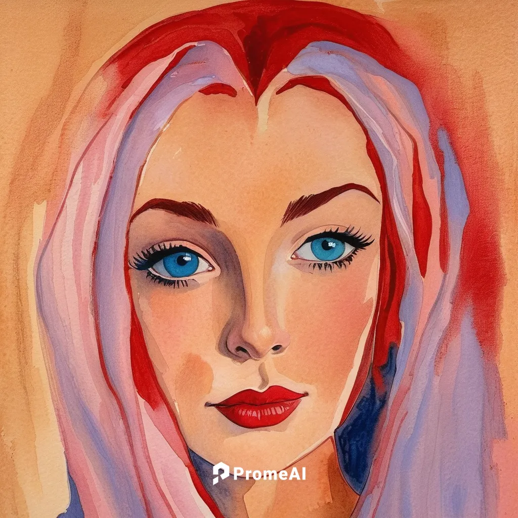 The Woman with beauty blue eyes and red hair. Slightly smiles.,watercolor pin up,face portrait,woman portrait,girl portrait,digital painting,oil painting,marilyn monroe,woman's face,oil paint,fantasy 