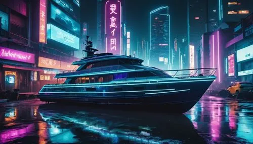 citycat,polara,yacht,cyberpunk,water taxi,futuristic,Photography,General,Realistic