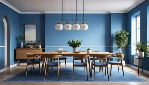 dining room,dining table,dining room table,blue room,breakfast room,blue lamp,scavolini,mazarine blue,modern decor,contemporary decor,foscarini,mahdavi,tikkurila,fromental,scandinavian style,search interior solutions,interior decoration,interior design,danish furniture,limewood,Photography,General,Realistic