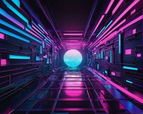 vapor,abstract retro,futuristic landscape,futuristic,scifi,80's design,cyber,cyberspace,passage,ultraviolet,dimension,spaces,cinema 4d,light space,3d background,cubic,3d,orbital,matrix,light track,Illustration,Japanese style,Japanese Style 20