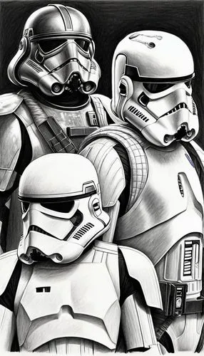 stormtroopers,storm troops,troopers,trooping,droids,contingents,Illustration,Black and White,Black and White 30