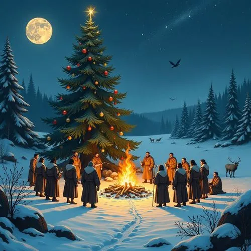 carol singers,carolers,caroling,the occasion of christmas,birth of christ,christmas carols,Illustration,Realistic Fantasy,Realistic Fantasy 12