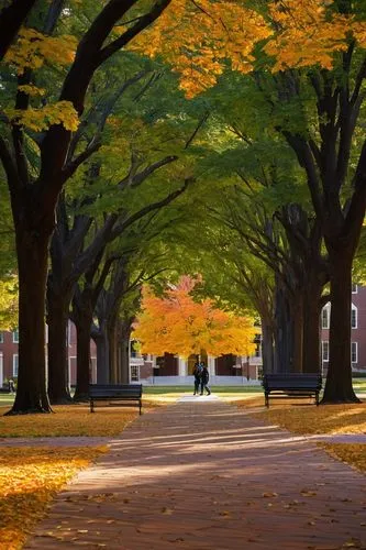 University of Maryland, College Park campus, landscape architecture, autumn season, vibrant fall foliage, McKeldin Mall, beautiful fountain, walking paths, benches, blooming flowers, lush green grass,