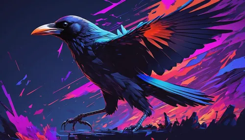 Write a suspenseful scene where a 3D crow swoops down on its prey at midnight.,crows bird,king of the ravens,raven bird,3d crow,eagle illustration,crows,magpie,raven rook,murder of crows,crow,night bi