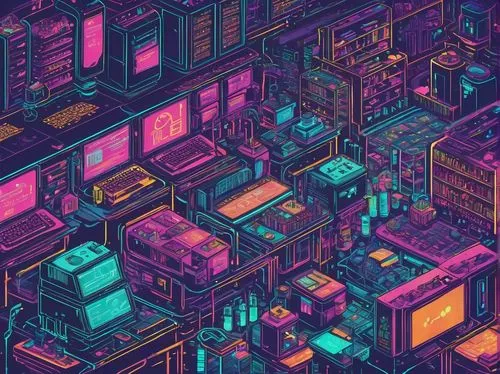 colorful city,cyberpunk,microdistrict,cybertown,cybercity,city blocks,cityscape,cyberscene,synth,pixel cells,80's design,electronics,factories,terminals,fantasy city,mainframes,density,metropolis,boxes,synthetic,Unique,Pixel,Pixel 04