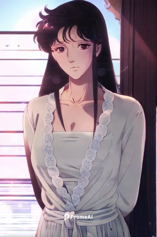 A young woman is beautiful and attractive, stylish backgroung, (glowing skin:1.1),,honolulu,nightgown,worried girl,kosmea,erika,mari makinami,mullet,would a background,hinata,glare,ganai,see-through c