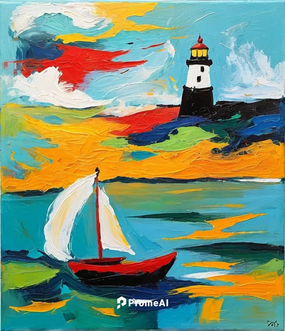 small boat. lighthouse in backfront,sailboat,sailing boat,sailboats,sail boat,sailing boats,sailing blue yellow,sailing,lighthouses,boat landscape,breton,red lighthouse,petit minou lighthouse,regata,f