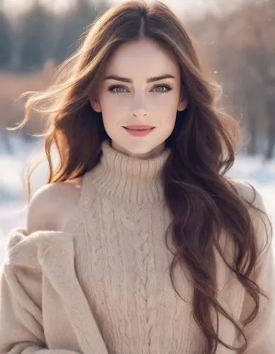 dreamy expression, natural proportions, long shoulderlong hair, stylish open hair, natural lips, pale lips, dainty delicate graceful tender, medium small buxom, 
pacing in open nature winter landscape