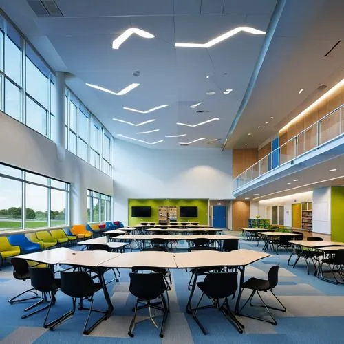 school design,daylighting,ceiling lighting,ceiling construction,halogen spotlights,lecture room,conference room,lecture hall,ceiling fixture,ceiling ventilation,children's interior,contemporary decor,track lighting,search interior solutions,conference hall,class room,cafeteria,modern decor,study room,visual effect lighting,Photography,General,Realistic