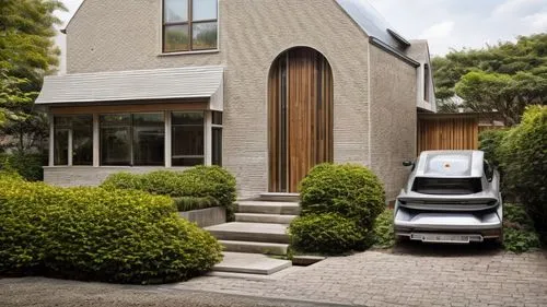 glass terrace people garden sunlight spotlight bright car,house shape,modern house,folding roof,compact van,smart home,contemporary,modern style,suburban,modern architecture,danish house,driveway,micr