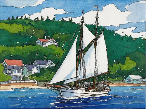 sailing vessel,sailboat,sail boat,sailing boat,sailboats,sail ship,sea sailing ship,sailing-boat,windjammer,tern schooner,schooner,bar harbor,sailing ship,sails,boat landscape,maine,sailer,tall ship,scarlet sail,tallship,Illustration,Japanese style,Japanese Style 13