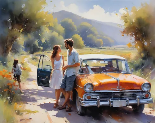 aronde,austin cambridge,austin 1800,vintage boy and girl,rover p4,sunbeam alpine,ford pampa,rover p3,rover p6,classic cars,rover p5,oil painting on canvas,oil painting,ford prefect,classic car,austin 16,ford taunus,simca,ford,ford anglia,Conceptual Art,Oil color,Oil Color 03