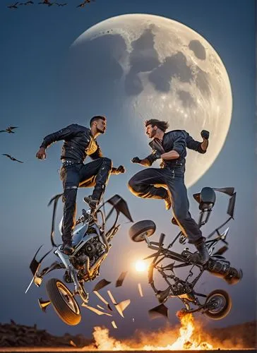 tandem flight,photo manipulation,tandem bicycle,photoshop manipulation,moon car,bike tandem,image manipulation,moon vehicle,moon landing,photomanipulation,tandem bike,digital compositing,moon walk,photoshop creativity,balance bicycle,hanging moon,conceptual photography,bicycle motocross,tandem skydiving,flying sparks,Photography,General,Realistic