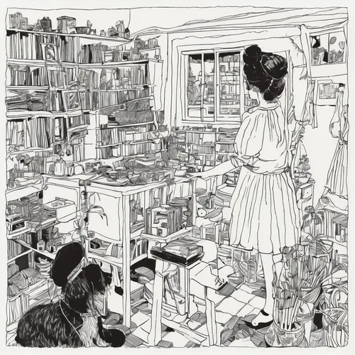 Compress image without losing quality,the little girl's room,bookshop,sewing room,the girl studies press,bell jar,bookstore,bookshelves,book store,room,book illustration,bookselling,woman shopping,boo