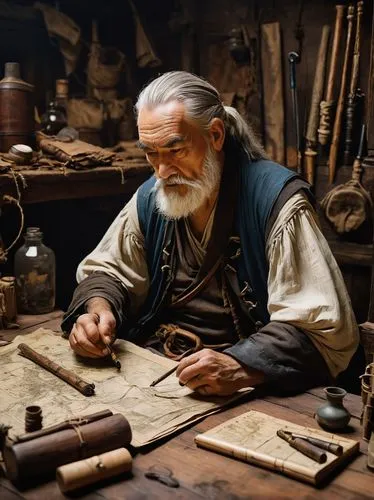 watchmaker,a carpenter,blacksmith,luthier,woodworker,shoemaker,shoemaking,tinsmith,craftsmen,metalsmith,craftsman,carpenter,merchant,male poses for drawing,gunsmith,clockmaker,geppetto,silversmith,biblical narrative characters,woodworking,Art,Classical Oil Painting,Classical Oil Painting 16