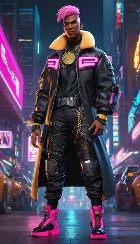 cyberpunk,enforcer,gangstar,80s,electro,80's design,abel,punk,man in pink,nova,zion,bomber,pink quill,tangelo,judge hammer,cancer icon,stylish boy,game character,high volt,blade,Conceptual Art,Sci-Fi,Sci-Fi 26