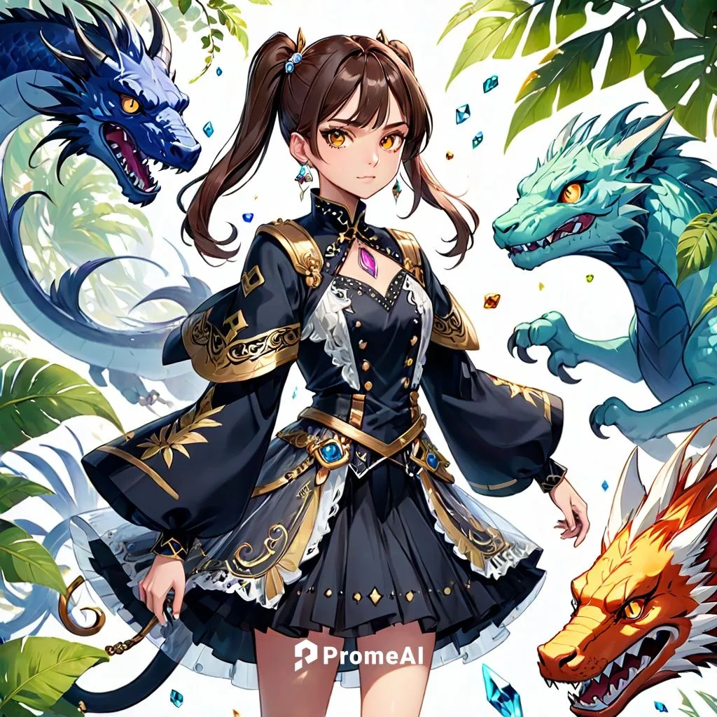 a girl with brown hair and glowing eyes is on a ship to a battle and can control dragons. she is the captain of all things and is a goddess of the world, stronger then all gods. she can control all el