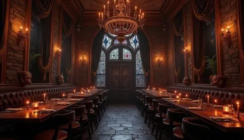 dining room,ornate room,gringotts,fine dining restaurant,restaurant bern,hall of the fallen,ristorante,a restaurant,dining,candlelights,refectory,stalls,dandelion hall,bistro,new york restaurant,victorian room,candle light dinner,restaurant,dining table,royal interior,Photography,General,Realistic