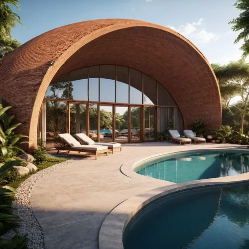 pool house,3d rendering,holiday villa,florida home,earthship,tropical house,luxury home,luxury property,dreamhouse,roof domes,dunes house,mustique,roof landscape,render,summer house,futuristic architecture,landscape design sydney,beautiful home,renders,semi circle arch,Photography,General,Realistic