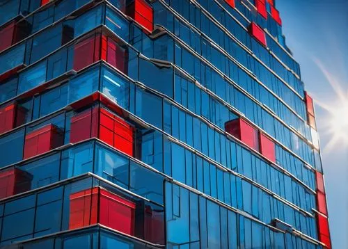 glass facades,glass facade,escala,high-rise building,equinix,high rise building,glass building,red and blue,itron,bulding,microtel,red blue wallpaper,residential tower,edificio,antilla,pc tower,medibank,abstract corporate,tower block,skyscraper,Illustration,Realistic Fantasy,Realistic Fantasy 05