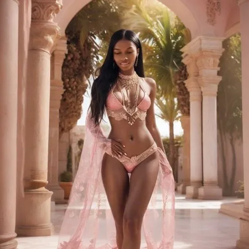 a woman wearing pink lingerie and veil posing for the camera,rih,vrih,minaj,nicki,rhi,riri