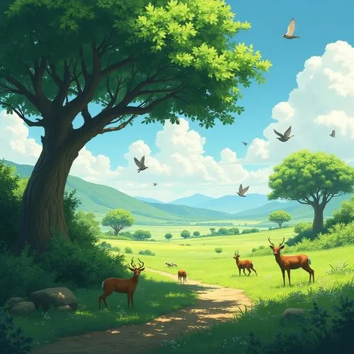 landscape background,nature background,cartoon video game background,forest background,deer illustration,forest animals,bird kingdom,world digital painting,springtime background,countryside,cartoon forest,forest landscape,deers,background view nature,green meadow,meadow landscape,fairy forest,children's background,mushroom landscape,tree grove,Illustration,Black and White,Black and White 01