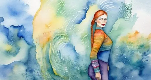 standing all by myself  at a misty sky ,watercolor mermaid,watercolor background,naiad,water color,watercolor painting,water colors,watercolorist,watercolors,watercolour,fathom,watercolor,naiads,water