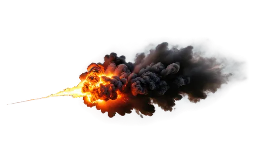 Dynamic explosion, shockwave, smoke and flames, intense light burst, debris scattering, loud boom sound effect, dark background, high contrast, dramatic composition, fast shutter speed, vibrant color 