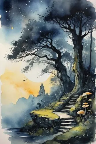 watercolor background,watercolor tree,watercolor,watercolor painting,watercolor sketch,watercolor paper,watercolor paint,watercolour,watercolors,watercolor pine tree,night scene,water color,fantasy landscape,the mystical path,watercolor paint strokes,watercolor tea,an island far away landscape,landscape background,watercolor blue,abstract watercolor,Photography,Black and white photography,Black and White Photography 13