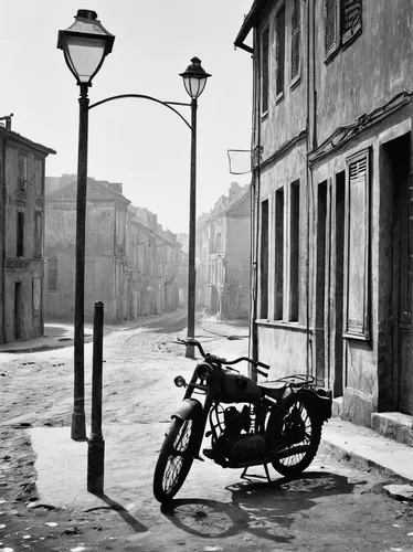 arles,old motorcycle,via roma,stieglitz,piaggio ciao,mottarone,toulouse,agfa isolette,street scene,pavia,italia,old bike,motorcycle,trastevere,street lamp,iron street lamp,street lamps,the cobbled streets,italians,motorcycles,Photography,Black and white photography,Black and White Photography 15