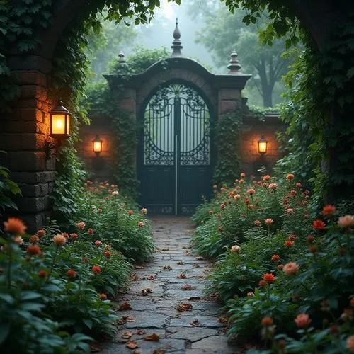 garden door,farm gate,portal,gateway,iron gate,doorways,gate,gated,entrada,front gate,wood gate,arbor,entrances,entranceway,the threshold of the house,gates,stone gate,dandelion hall,village gateway,entranceways,Photography,General,Realistic