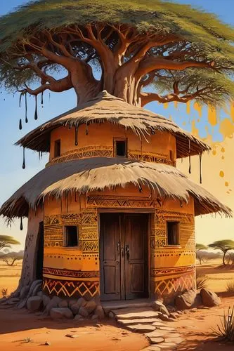 baobabs,ancient house,traditional house,tree house,straw hut,baobab,wooden hut,treehouse,treehouses,huts,wooden house,africaines,farm hut,teahouse,little house,arid land,small house,log cabin,argan tree,savane,Conceptual Art,Graffiti Art,Graffiti Art 08