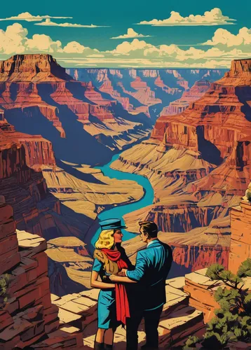 grand canyon,bright angel trail,canyon,american frontier,travel poster,guards of the canyon,fairyland canyon,southwestern,united states national park,western united states,travel trailer poster,nationalpark,south rim,big bend,western,national park,wild west,arizona,horseshoe bend,zion,Illustration,American Style,American Style 10