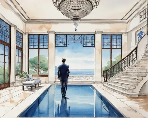 rosecliff,luxury property,pool house,amanresorts,mansion,ocean view,dreamhouse,blue room,mansions,blue sea,aqua studio,hotelier,oceanview,palladianism,penthouses,luxury home interior,palatial,luxury bathroom,poshest,luxury hotel,Illustration,Paper based,Paper Based 30